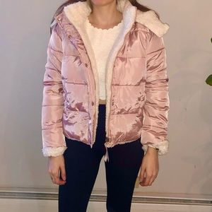 Pink puffer jacket